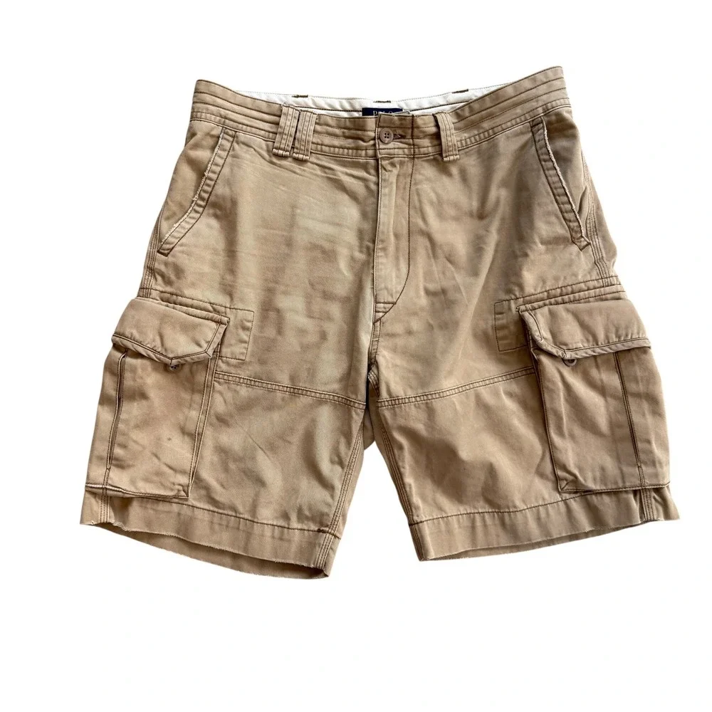 Polo Ralph Lauren Mens Classic Cargo Shorts Tan‎ Khaki Cotton 34